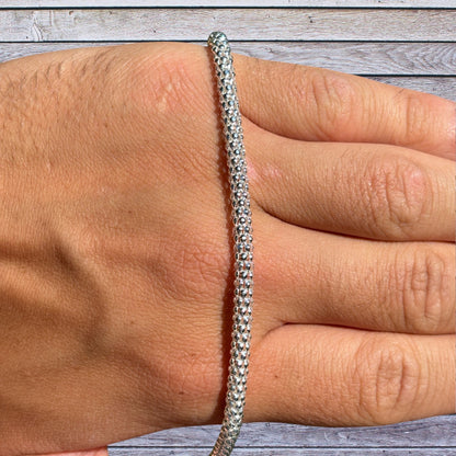 925 Sterling Silver 4mm Popcorn Ice Link Chain Necklace