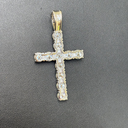925 Sterling Silver Small Tennis Cross Pendant With Moissanite - X-Large