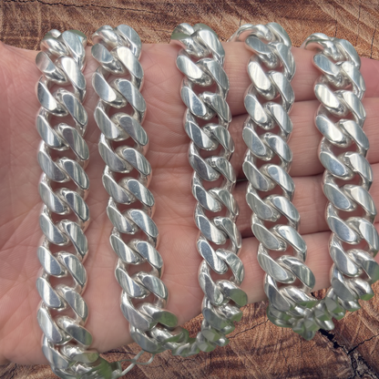 18mm Miami Cuban Chain Necklace - Real Solid 999 Fine Silver HANDMADE IN ITALY
