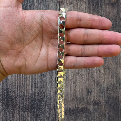 925 Sterling Silver 10mm Square Curb Chain Necklace