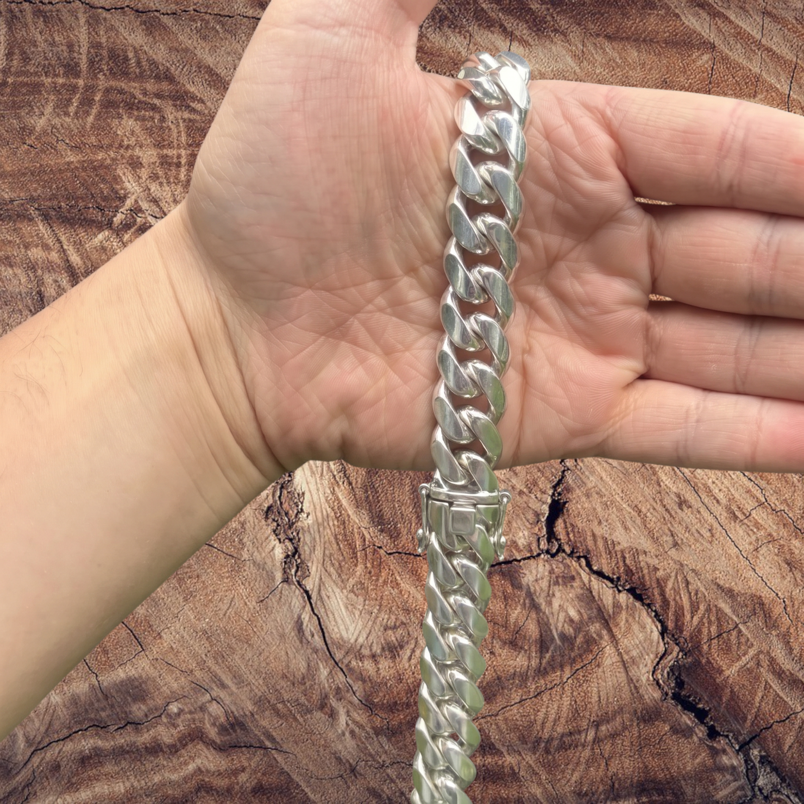 18mm Miami Cuban Chain Necklace - Real Solid 999 Fine Silver HANDMADE IN ITALY