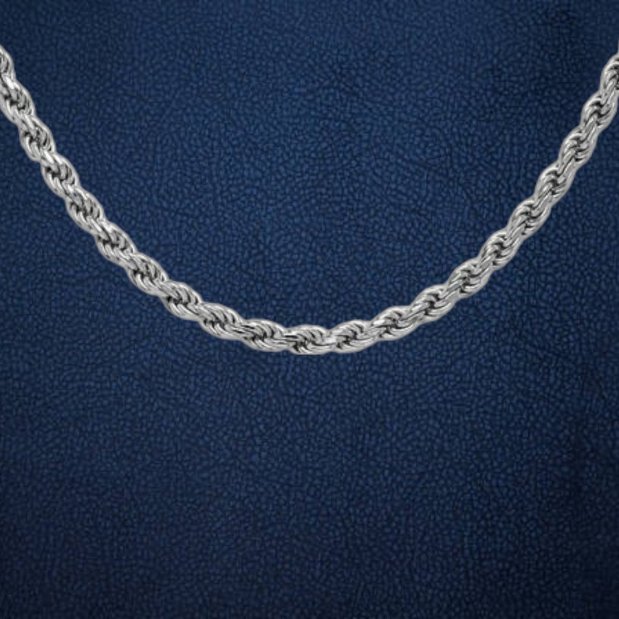 925 Mens Sterling Silver Rope Chain - Silver Rope Chain Necklace For ...