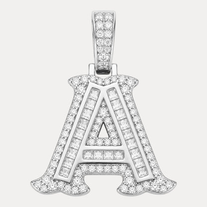 925 Sterling Silver Baguette Letter Pendant With Moissanite