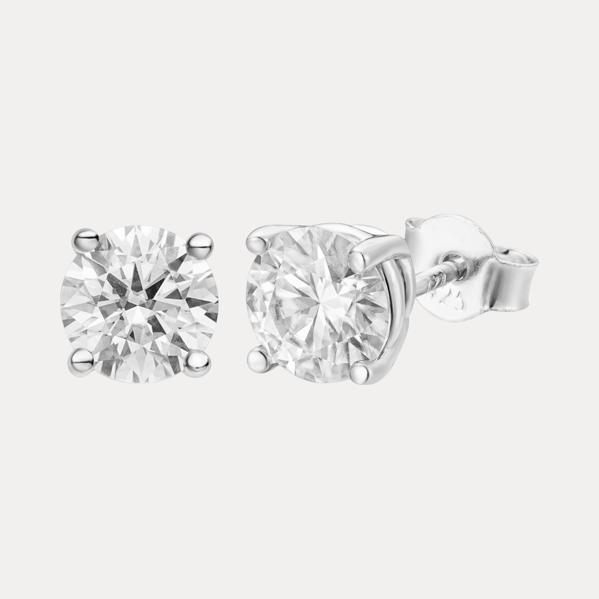 925 Sterling Silver 5mm Moissanite Earrings 1ct TW Studs
