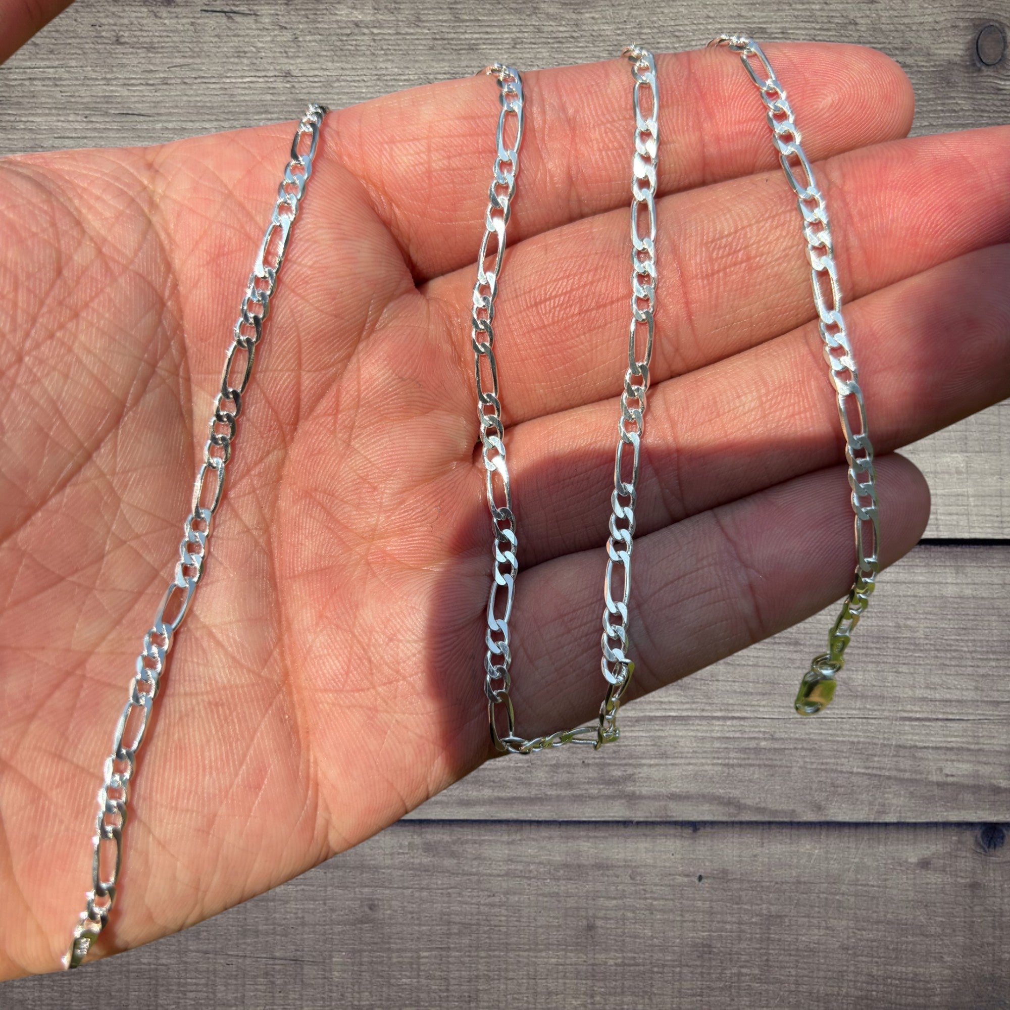 925 Sterling Silver 3mm Figaro Chain Necklace