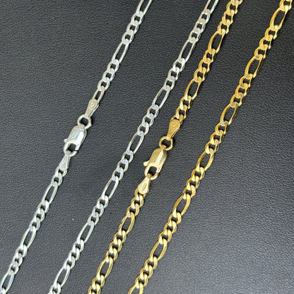 925 Sterling Silver 3mm Figaro Chain Necklace