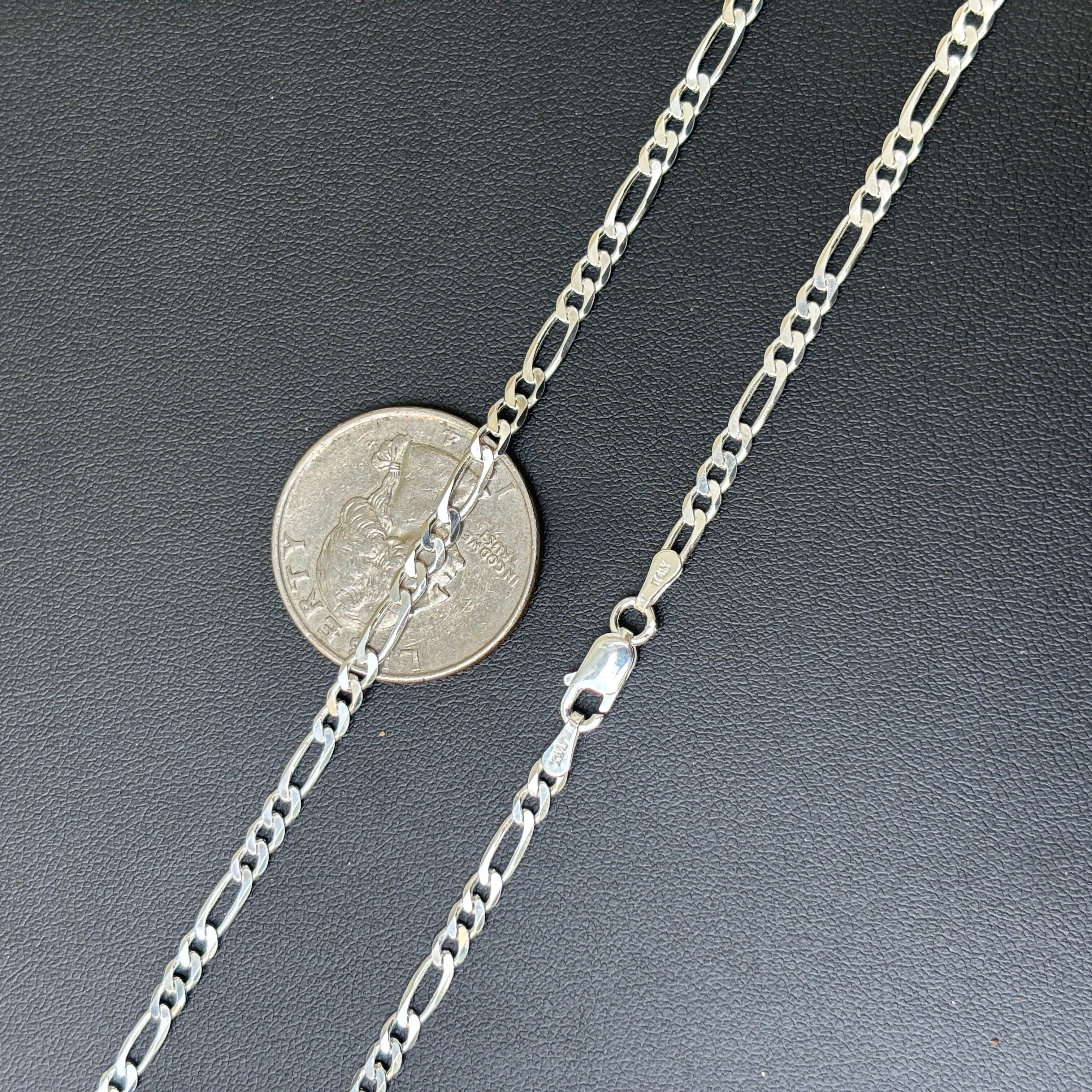925 Sterling Silver 3mm Figaro Chain Necklace