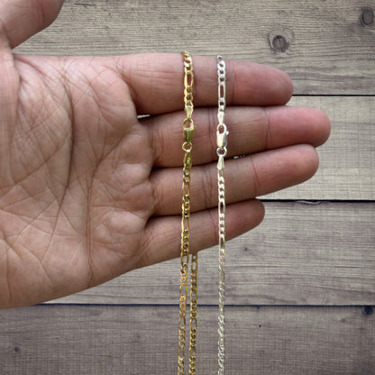 925 Sterling Silver 3mm Figaro Chain Necklace