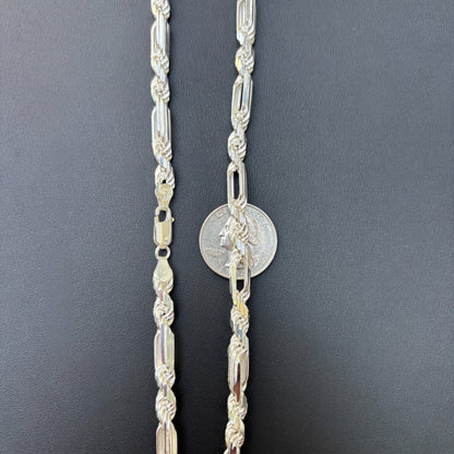 Collier en argent sterling 925 avec chaîne Milano Figarope de 6 mm