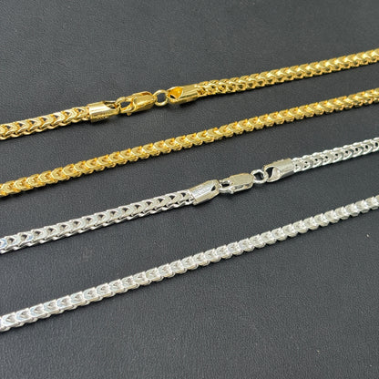 925 Sterling Silver 4mm Franco Chain Necklace