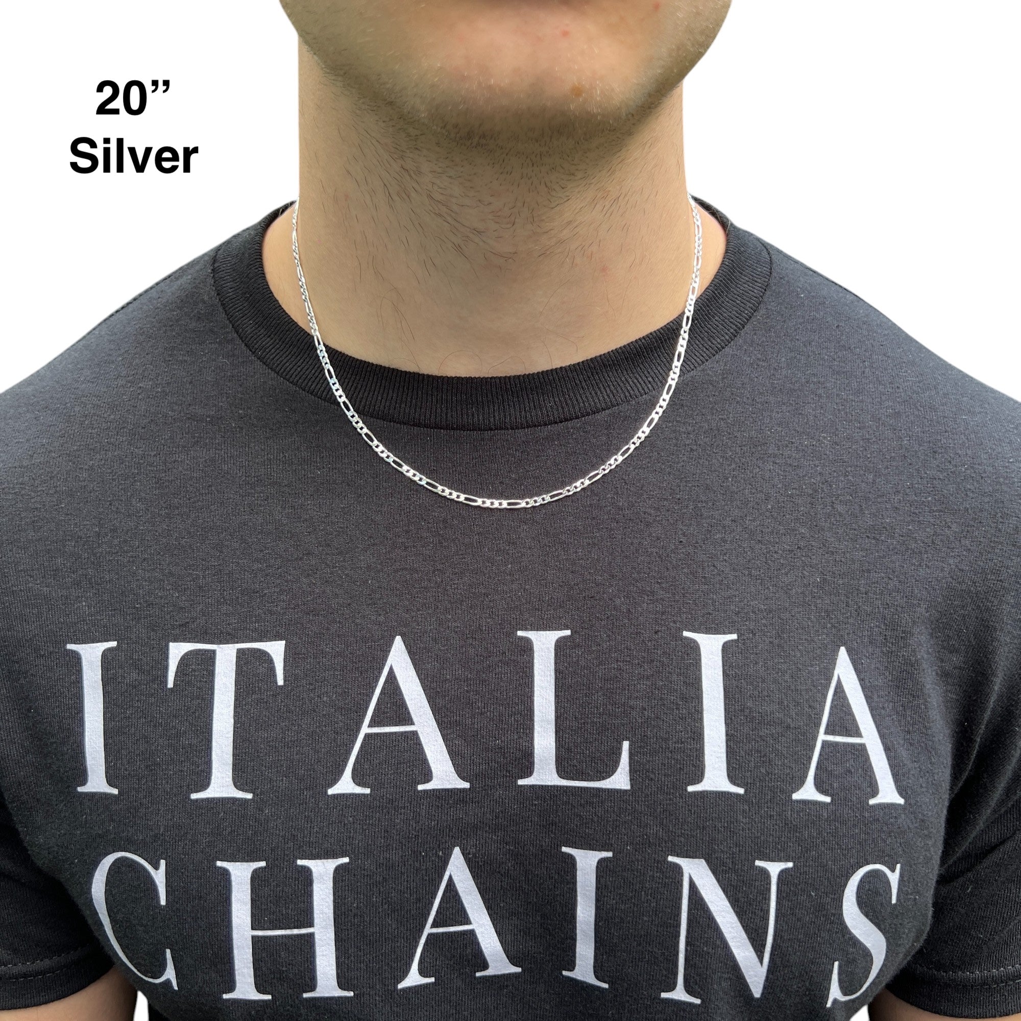 925 Sterling Silver 3mm Figaro Chain Necklace