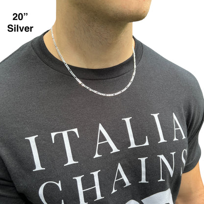 925 Sterling Silver 3mm Figaro Chain Necklace