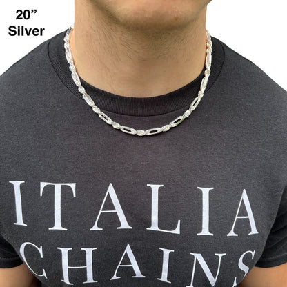 Collier en argent sterling 925 avec chaîne Milano Figarope de 6 mm