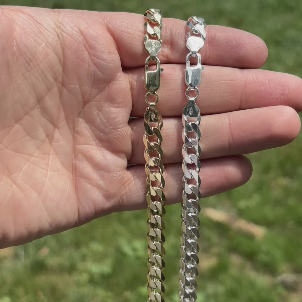 925 Sterling Silver 8mm Curb Chain Necklace – ITALIA Chains