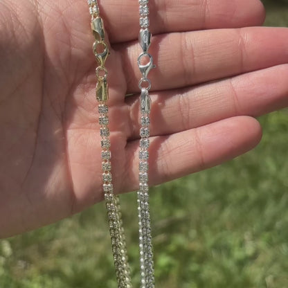 925 Sterling Silver 3-Link Ice Chain Necklace