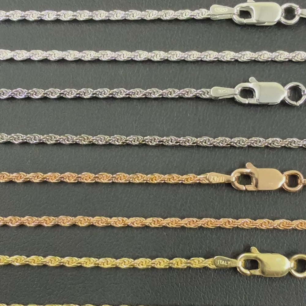 1.8mm Sterling Silver Diamond Cut Rope Chain Necklace – ITALIA Chains