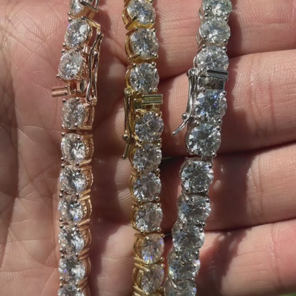 Cadena de tenis de 7 mm en plata de ley 925 con circonita cúbica o moissanita