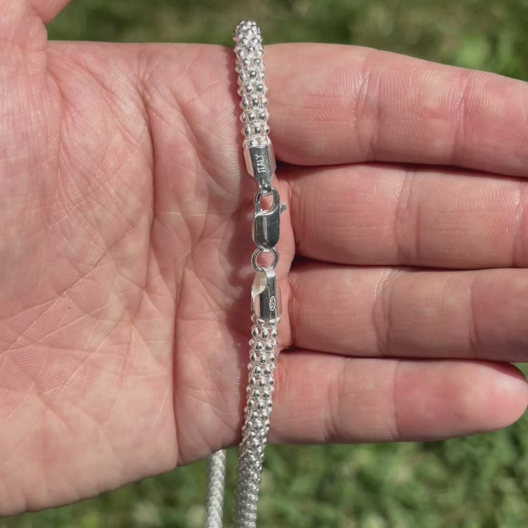 Collier à maillons Popcorn Ice en argent sterling 925 de 6 mm