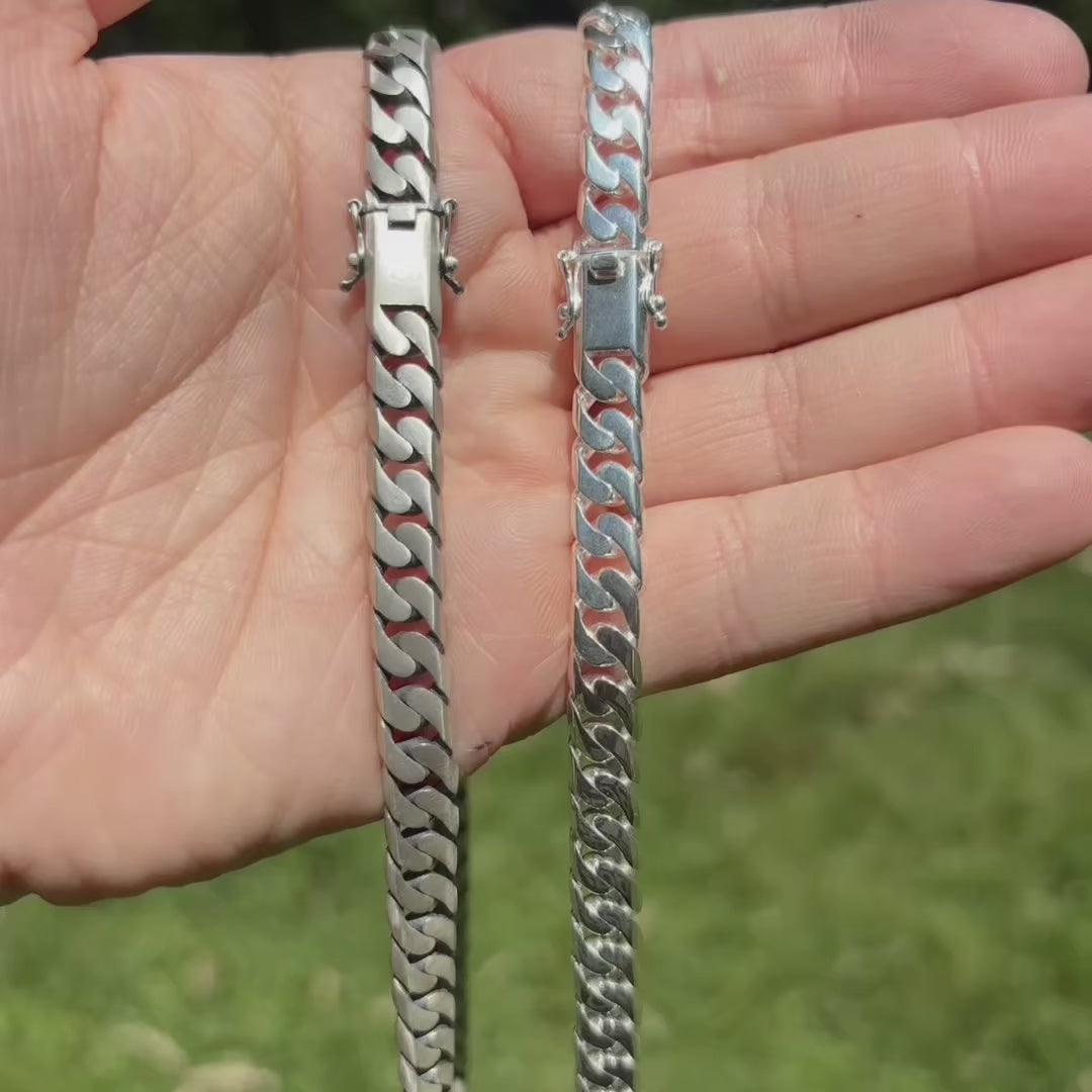 925 Sterling Silver 8mm Modern Miami Cuban Chain Necklace