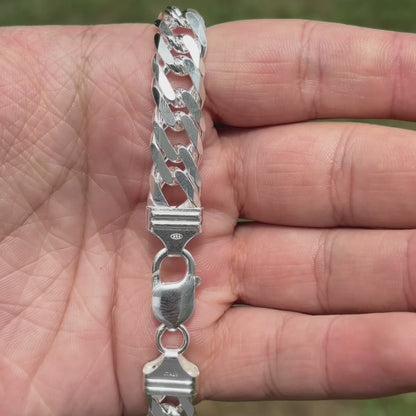 Collier en argent sterling 925 à double chaîne gourmette de 12 mm
