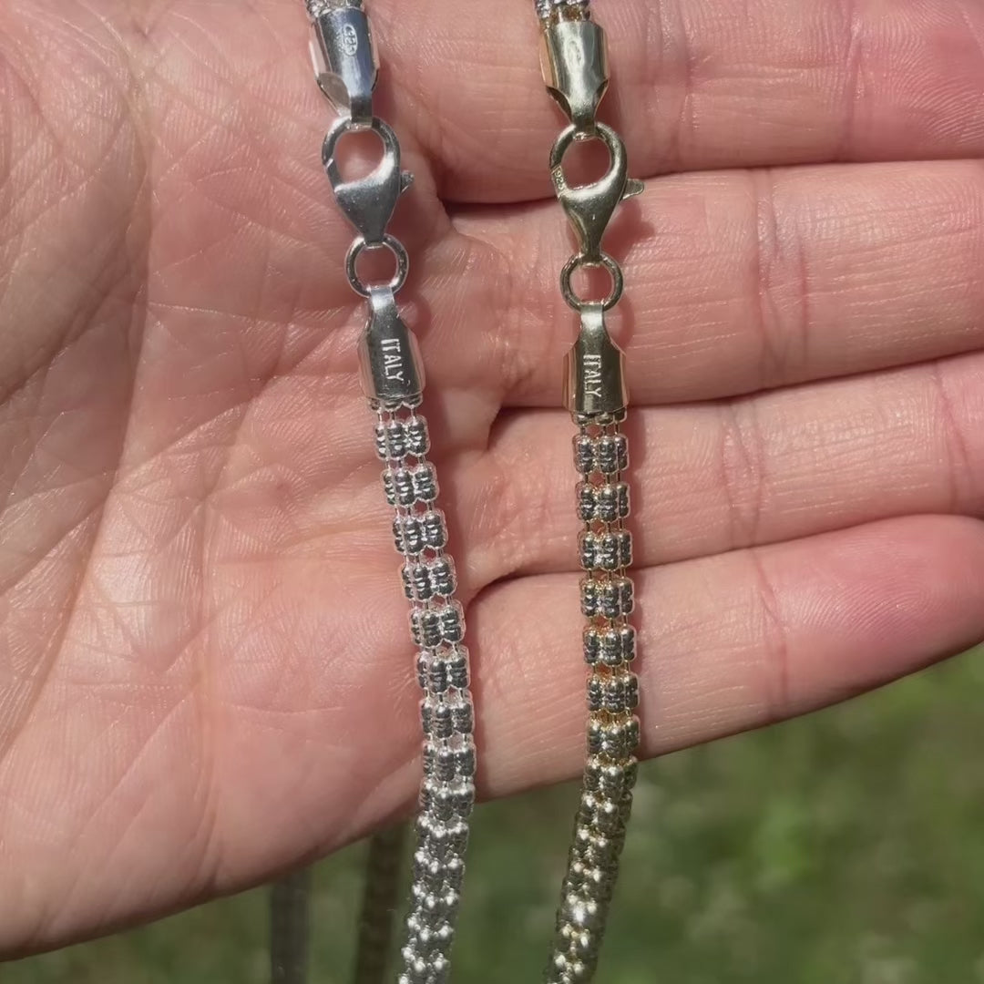 925 Sterling Silver 5-Link Ice Chain Necklace