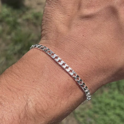 Bracelet gourmette carré en argent sterling 925 de 4 mm 