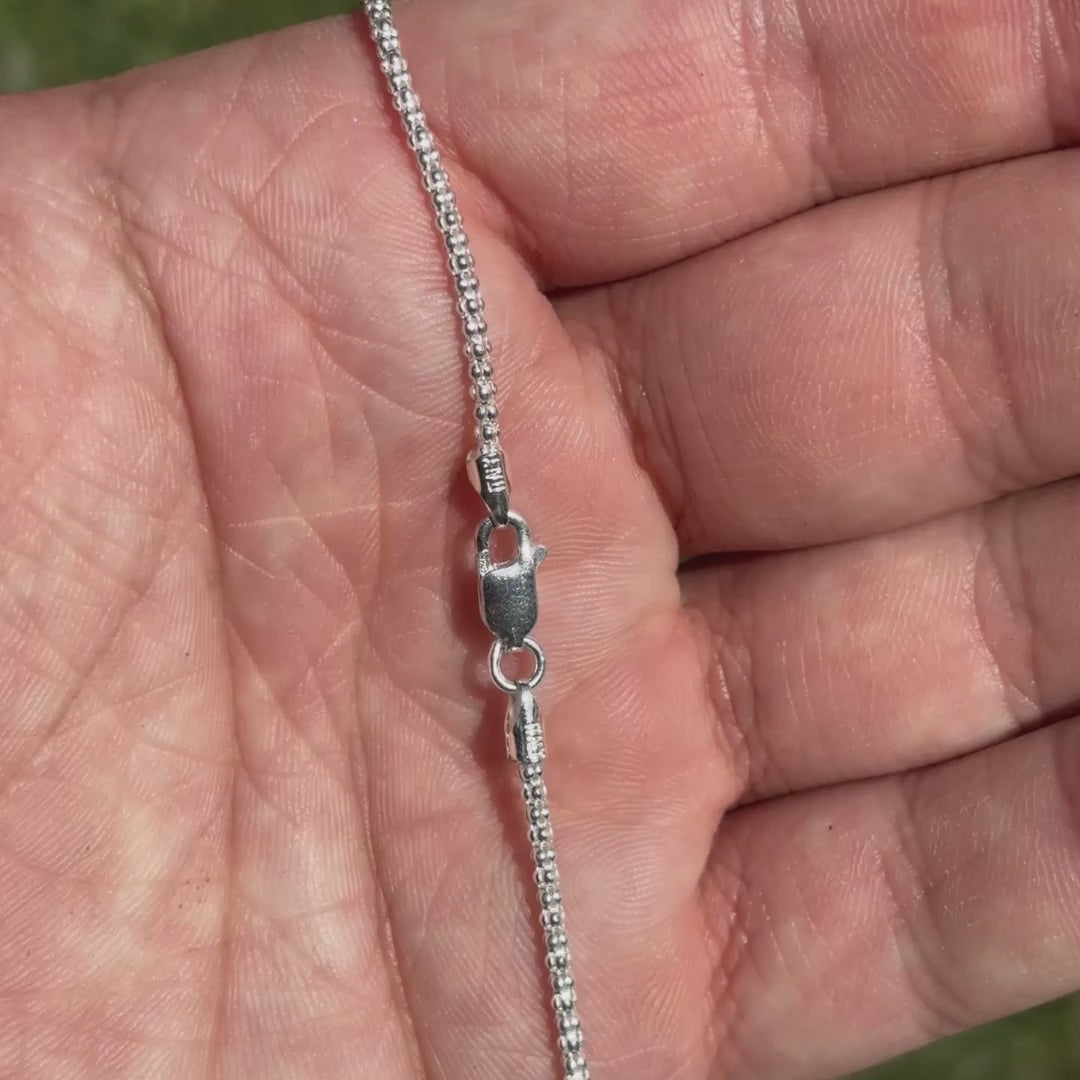 925 Sterling Silver 2mm Popcorn Ice Link Chain Necklace