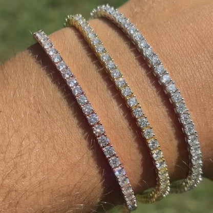 925 Sterling Silver 3mm Tennis Bracelet - CZ Or Moissanite
