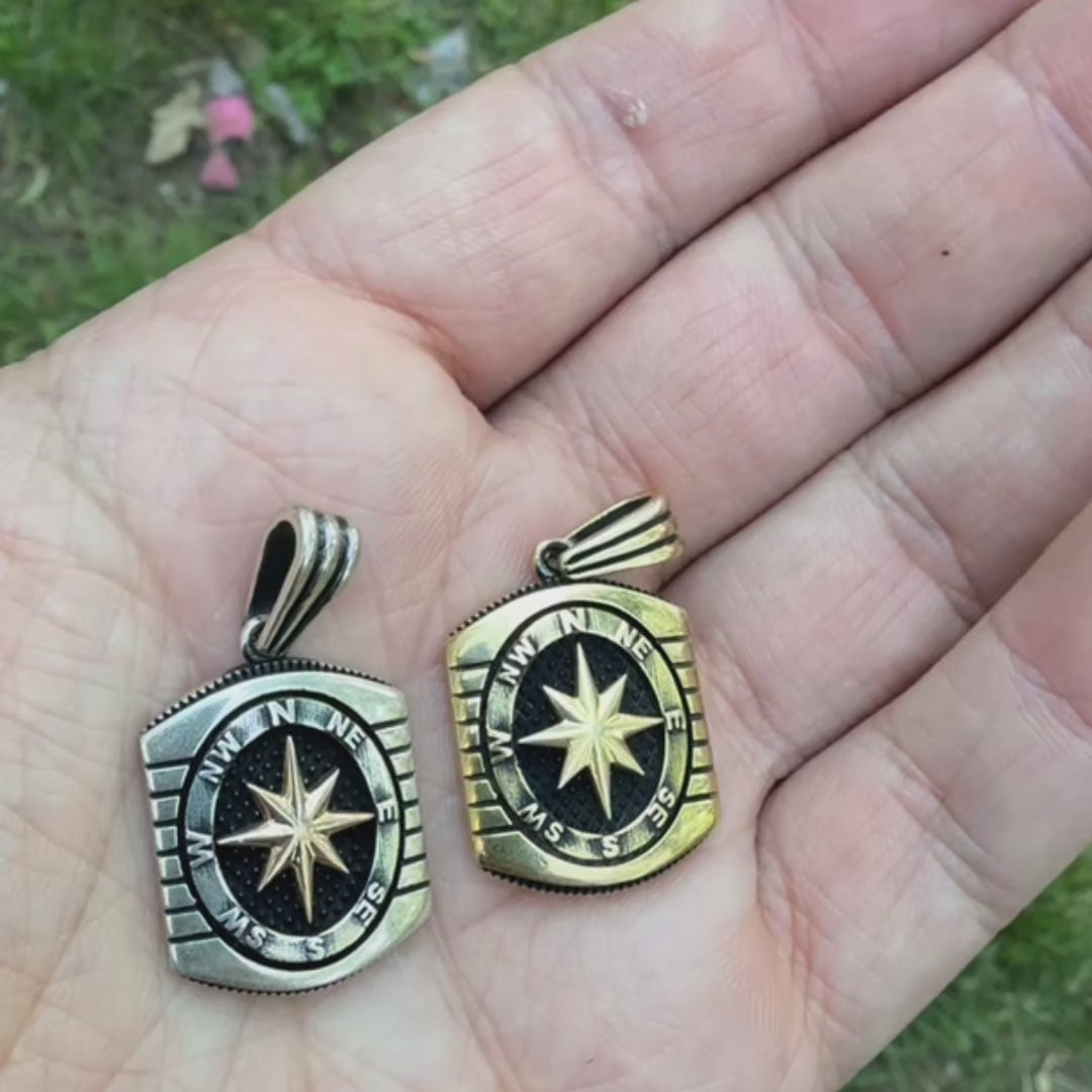 925 Sterling Silver Compass Pendant