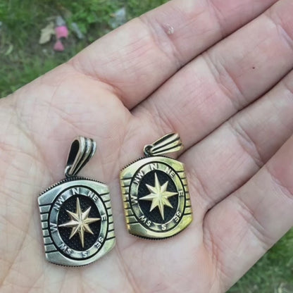 925 Sterling Silver Compass Pendant