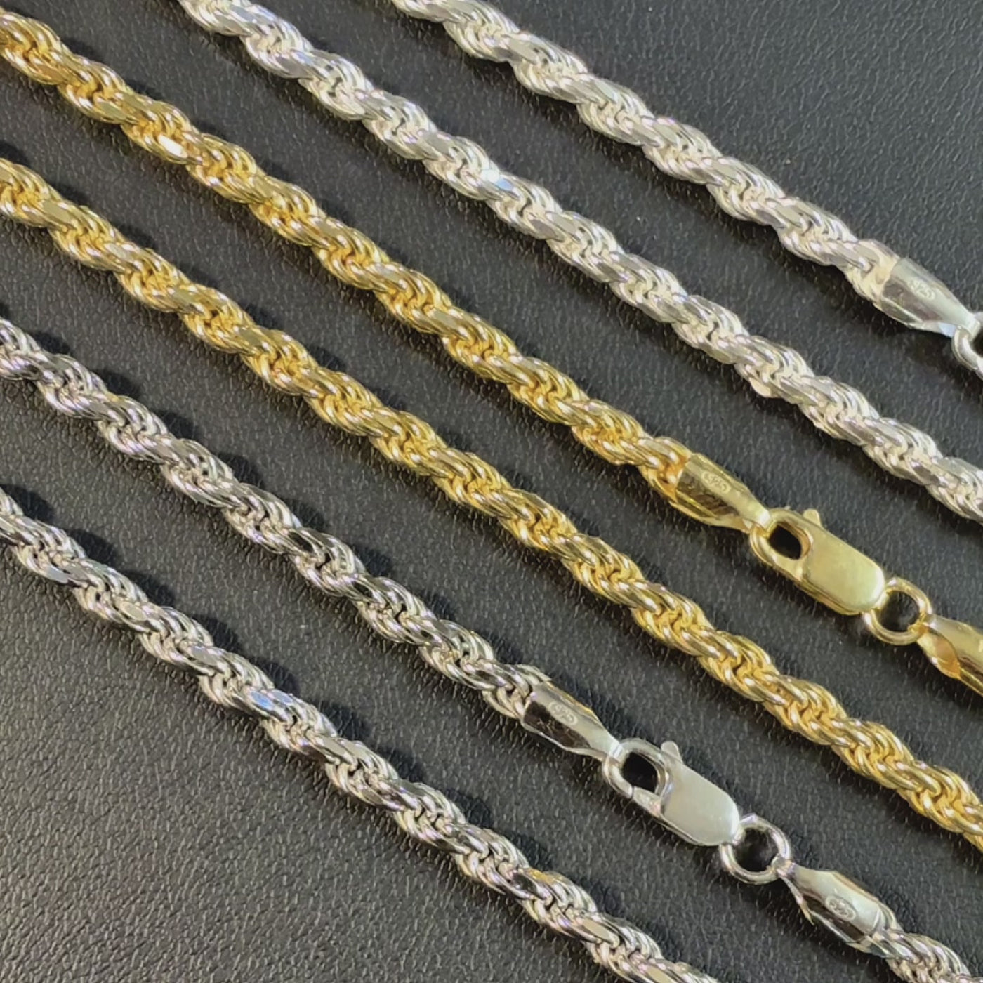 4mm Sterling Silver Diamond Cut Rope Chain Necklace – ITALIA Chains