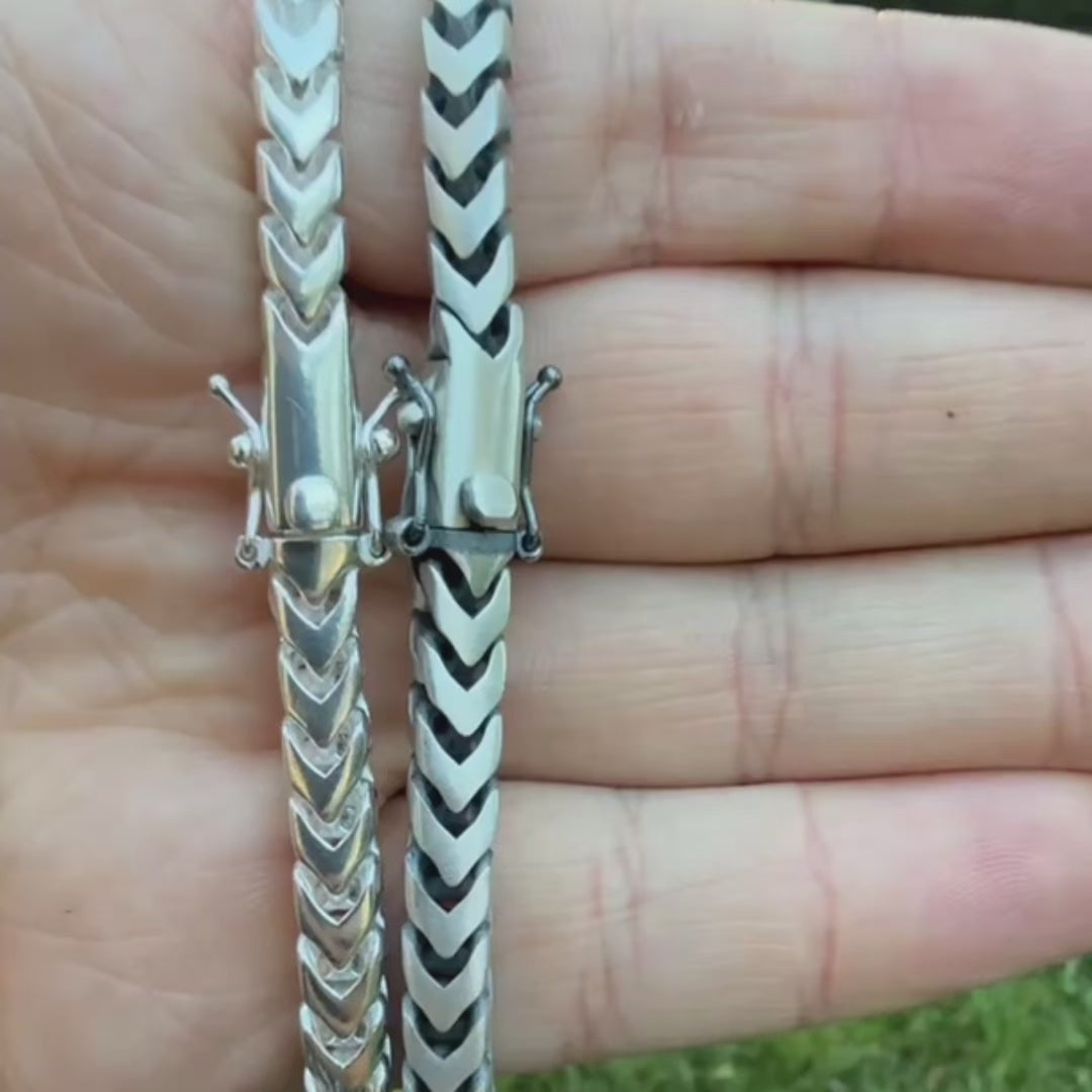 925 Sterling Silver 6mm Box Franco Chain Necklace